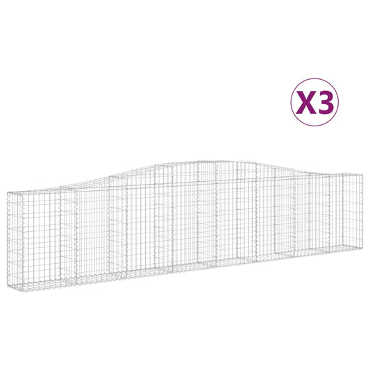 Arched Gabion Baskets 3 pcs 400x30x80/100 cm Galvanised Iron Arched Gabion Baskets 3 pcs 400x30x80/100 cm Galvanised Iron