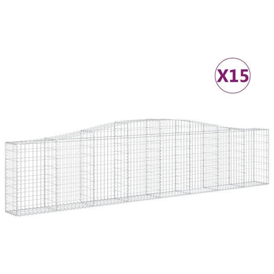 Arched Gabion Baskets 15 pcs 400x30x80/100 cm Galvanised Iron Arched Gabion Baskets 15 pcs 400x30x80/100 cm Galvanised Iron