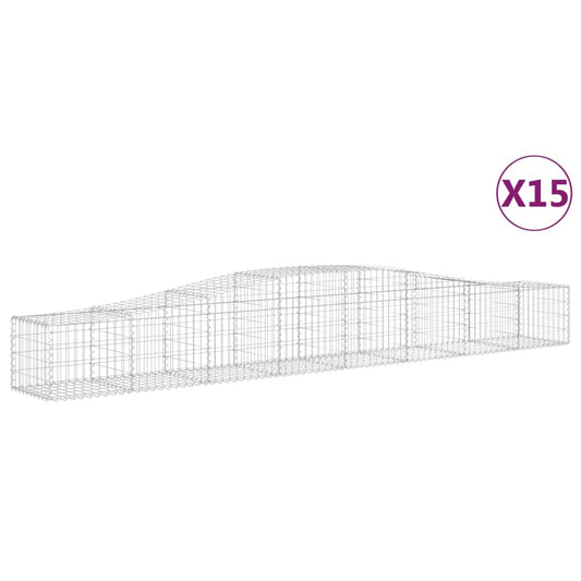 Arched Gabion Baskets 15 pcs 400x50x40/60 cm Galvanised Iron Arched Gabion Baskets 15 pcs 400x50x40/60 cm Galvanised Iron