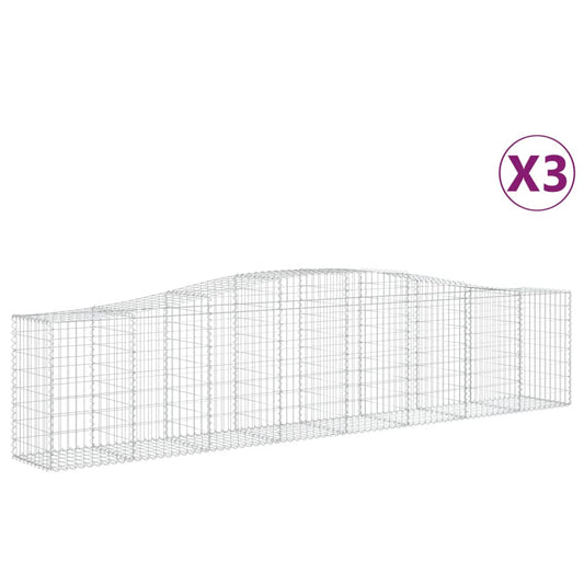 Arched Gabion Baskets 3 pcs 400x50x80/100 cm Galvanised Iron Arched Gabion Baskets 3 pcs 400x50x80/100 cm Galvanised Iron