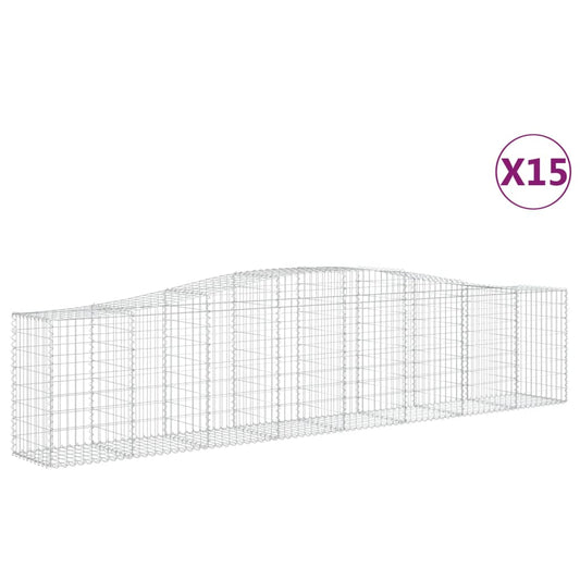 Arched Gabion Baskets 15 pcs 400x50x80/100 cm Galvanised Iron Arched Gabion Baskets 15 pcs 400x50x80/100 cm Galvanised Iron