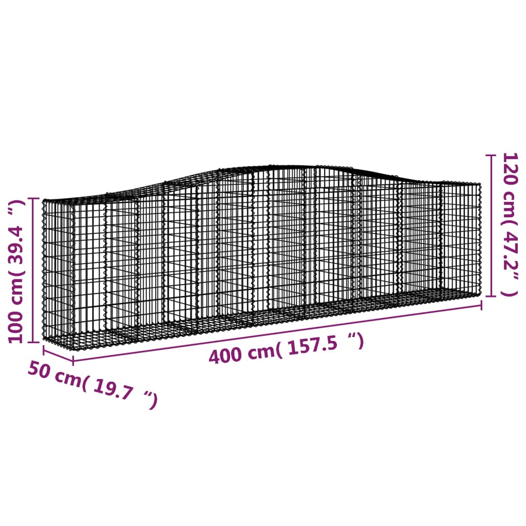Arched Gabion Baskets 8 pcs 400x50x100/120 cm Galvanised Iron