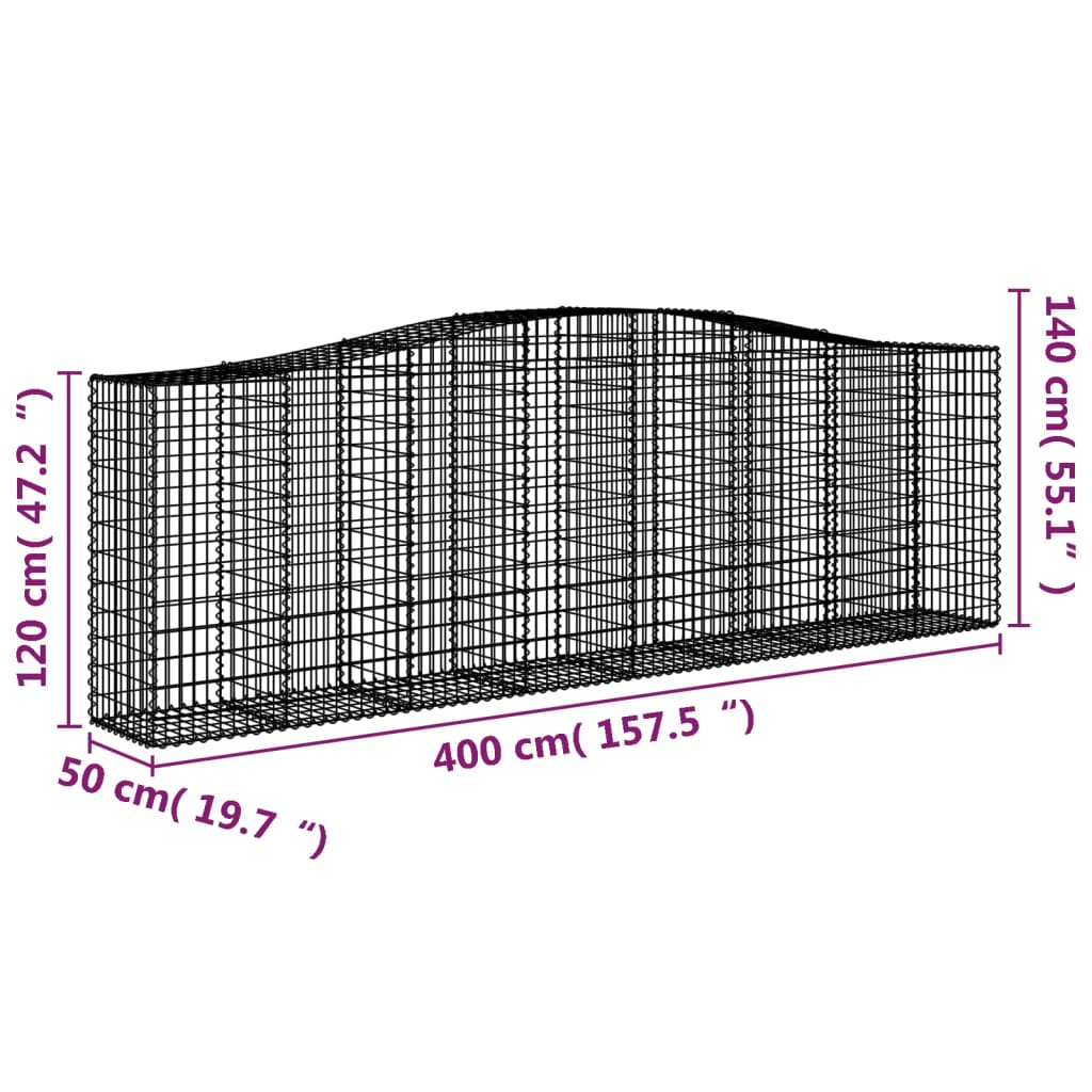 Arched Gabion Baskets 5 pcs 400x50x120/140 cm Galvanised Iron