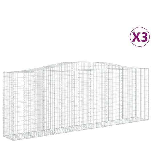 Arched Gabion Baskets 3 pcs 400x50x140/160 cm Galvanised Iron Arched Gabion Baskets 3 pcs 400x50x140/160 cm Galvanised Iron