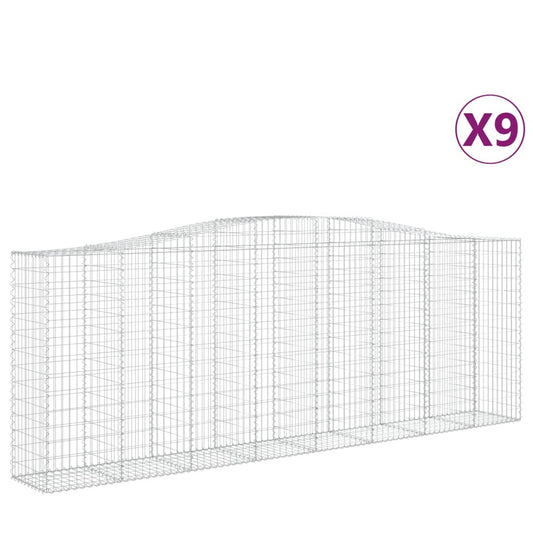 Arched Gabion Baskets 9 pcs 400x50x140/160 cm Galvanised Iron Arched Gabion Baskets 9 pcs 400x50x140/160 cm Galvanised Iron