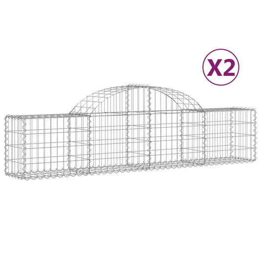 Arched Gabion Baskets 2 pcs 200x30x40/60 cm Galvanised Iron Arched Gabion Baskets 2 pcs 200x30x40/60 cm Galvanised Iron
