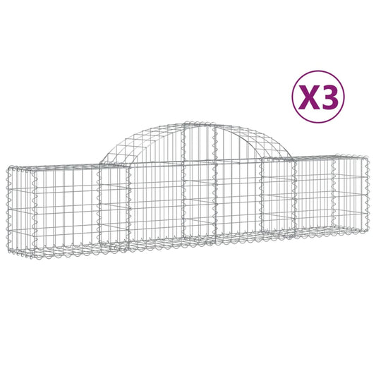 Arched Gabion Baskets 3 pcs 200x30x40/60 cm Galvanised Iron Arched Gabion Baskets 3 pcs 200x30x40/60 cm Galvanised Iron