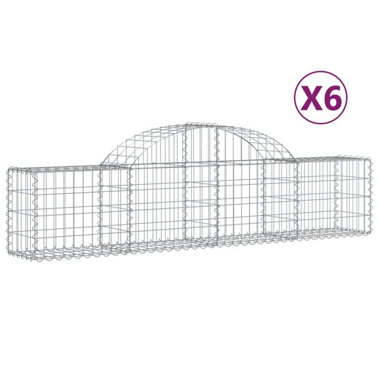 Arched Gabion Baskets 6 pcs 200x30x40/60 cm Galvanised Iron Arched Gabion Baskets 6 pcs 200x30x40/60 cm Galvanised Iron