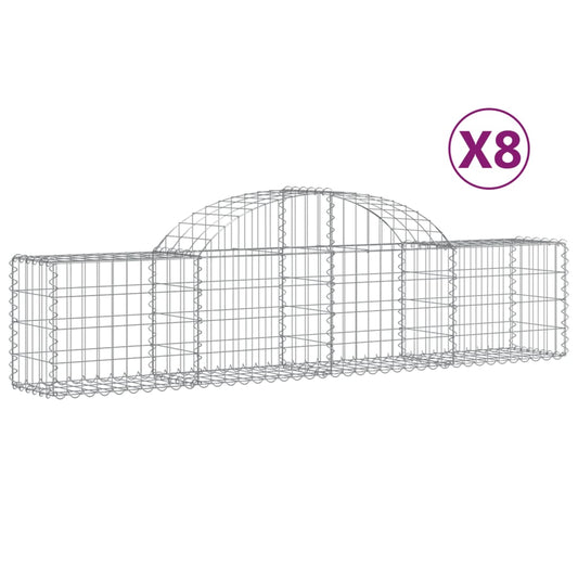 Arched Gabion Baskets 8 pcs 200x30x40/60 cm Galvanised Iron Arched Gabion Baskets 8 pcs 200x30x40/60 cm Galvanised Iron