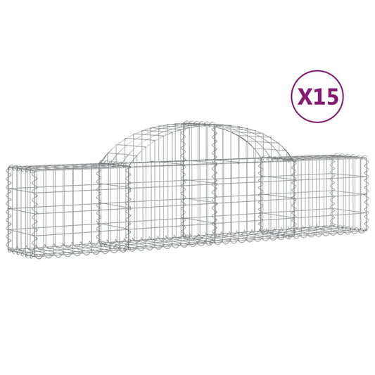 Arched Gabion Baskets 15 pcs 200x30x40/60 cm Galvanised Iron Arched Gabion Baskets 15 pcs 200x30x40/60 cm Galvanised Iron