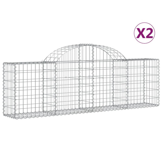 Arched Gabion Baskets 2 pcs 200x30x60/80 cm Galvanised Iron Arched Gabion Baskets 2 pcs 200x30x60/80 cm Galvanised Iron