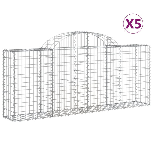 Arched Gabion Baskets 5 pcs 200x30x80/100 cm Galvanised Iron Arched Gabion Baskets 5 pcs 200x30x80/100 cm Galvanised Iron