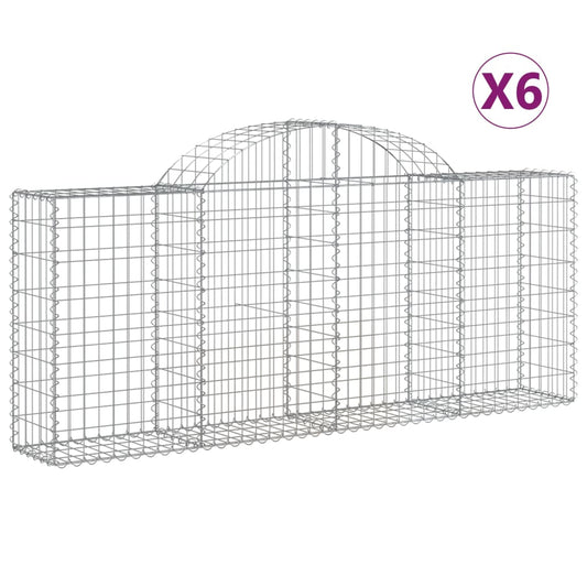 Arched Gabion Baskets 6 pcs 200x30x80/100 cm Galvanised Iron Arched Gabion Baskets 6 pcs 200x30x80/100 cm Galvanised Iron