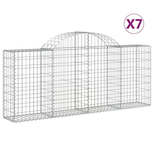 Arched Gabion Baskets 7 pcs 200x30x80/100 cm Galvanised Iron Arched Gabion Baskets 7 pcs 200x30x80/100 cm Galvanised Iron