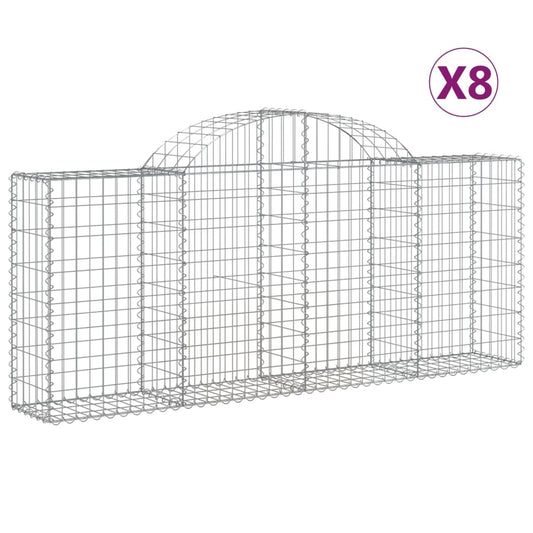 Arched Gabion Baskets 8 pcs 200x30x80/100 cm Galvanised Iron Arched Gabion Baskets 8 pcs 200x30x80/100 cm Galvanised Iron