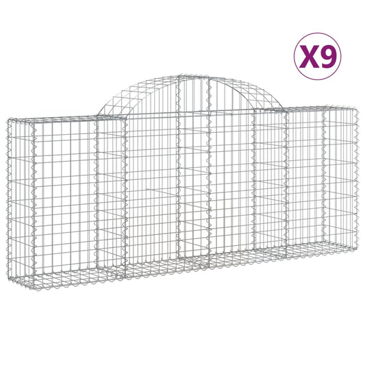 Arched Gabion Baskets 9 pcs 200x30x80/100 cm Galvanised Iron Arched Gabion Baskets 9 pcs 200x30x80/100 cm Galvanised Iron