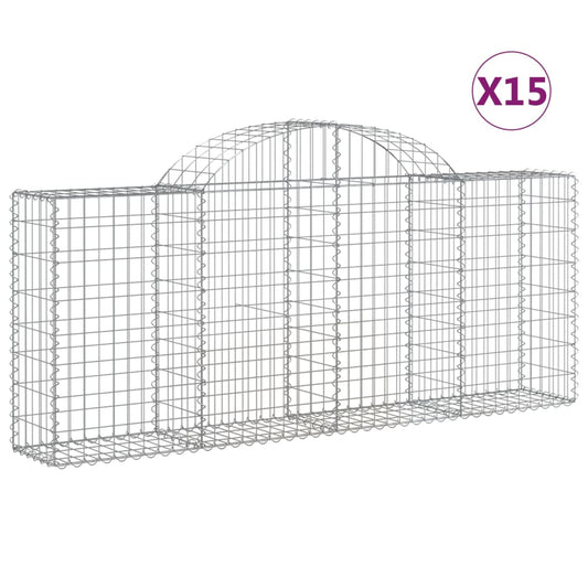 Arched Gabion Baskets 15 pcs 200x30x80/100 cm Galvanised Iron Arched Gabion Baskets 15 pcs 200x30x80/100 cm Galvanised Iron