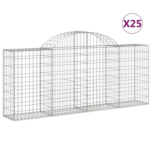 Arched Gabion Baskets 25 pcs 200x30x80/100 cm Galvanised Iron Arched Gabion Baskets 25 pcs 200x30x80/100 cm Galvanised Iron