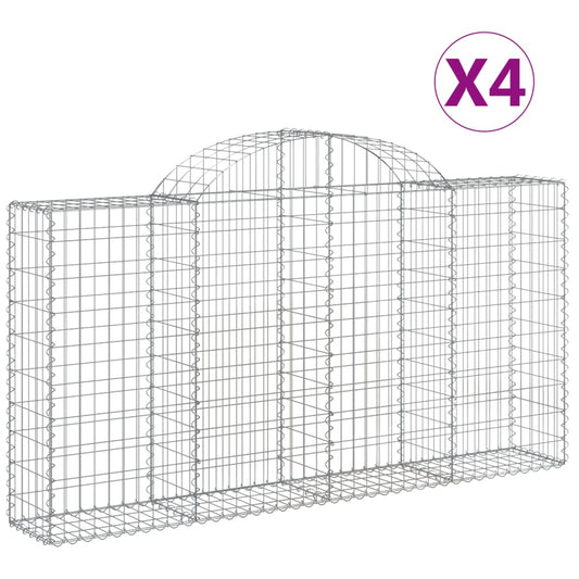 Arched Gabion Baskets 4 pcs 200x30x100/120 cm Galvanised Iron Arched Gabion Baskets 4 pcs 200x30x100/120 cm Galvanised Iron