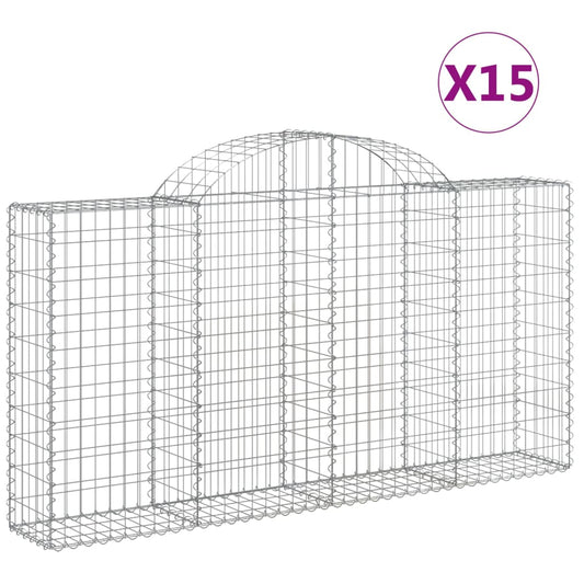 Arched Gabion Baskets 15 pcs 200x30x100/120 cm Galvanised Iron Arched Gabion Baskets 15 pcs 200x30x100/120 cm Galvanised Iron