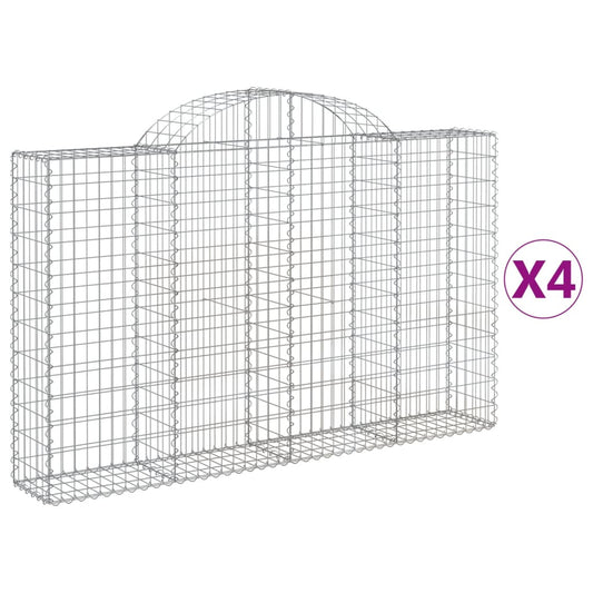 Arched Gabion Baskets 4 pcs 200x30x120/140 cm Galvanised Iron Arched Gabion Baskets 4 pcs 200x30x120/140 cm Galvanised Iron