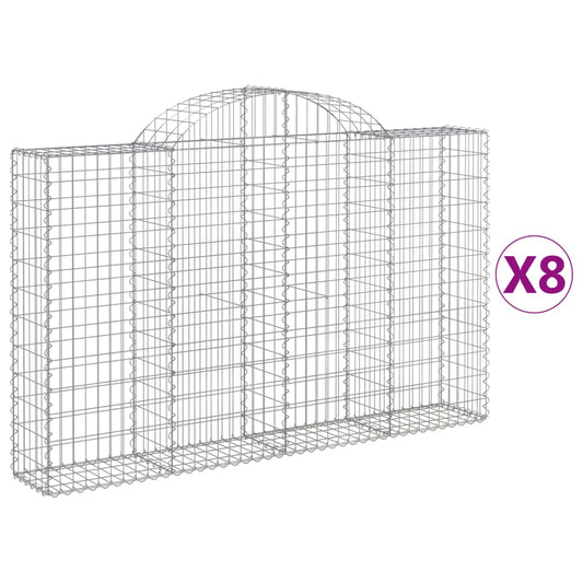 Arched Gabion Baskets 8 pcs 200x30x120/140 cm Galvanised Iron Arched Gabion Baskets 8 pcs 200x30x120/140 cm Galvanised Iron