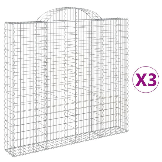 Arched Gabion Baskets 3 pcs 200x30x180/200 cm Galvanised Iron Arched Gabion Baskets 3 pcs 200x30x180/200 cm Galvanised Iron