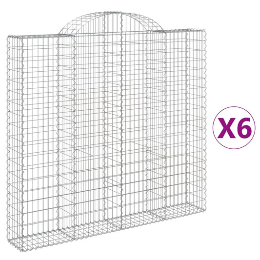 Arched Gabion Baskets 6 pcs 200x30x180/200 cm Galvanised Iron Arched Gabion Baskets 6 pcs 200x30x180/200 cm Galvanised Iron