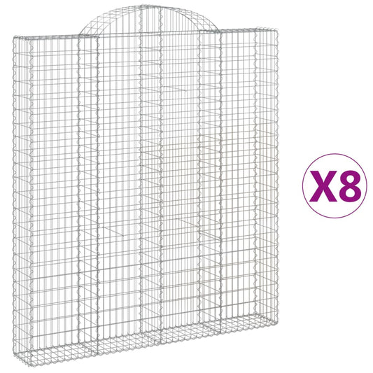 Arched Gabion Baskets 8 pcs 200x30x220/240 cm Galvanised Iron Arched Gabion Baskets 8 pcs 200x30x220/240 cm Galvanised Iron