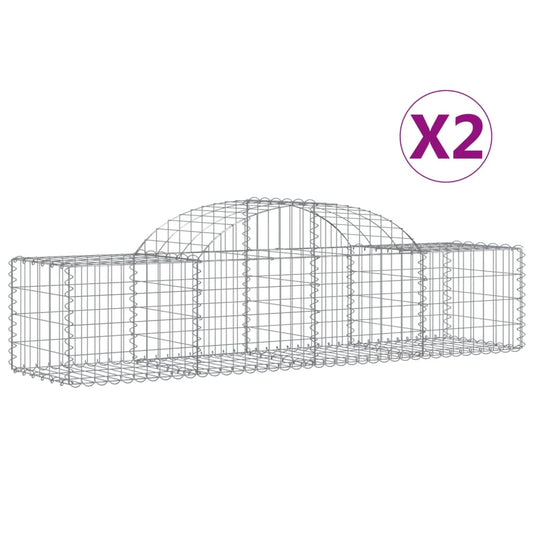 Arched Gabion Baskets 2 pcs 200x50x40/60 cm Galvanised Iron Arched Gabion Baskets 2 pcs 200x50x40/60 cm Galvanised Iron