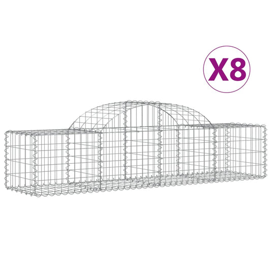 Arched Gabion Baskets 8 pcs 200x50x40/60 cm Galvanised Iron Arched Gabion Baskets 8 pcs 200x50x40/60 cm Galvanised Iron