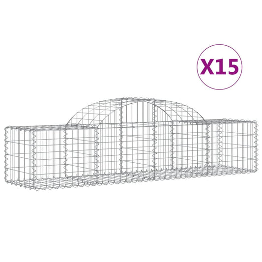 Arched Gabion Baskets 15 pcs 200x50x40/60 cm Galvanised Iron Arched Gabion Baskets 15 pcs 200x50x40/60 cm Galvanised Iron