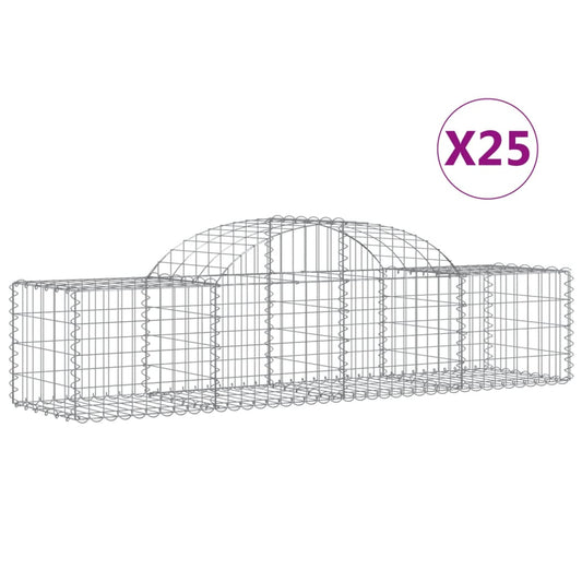 Arched Gabion Baskets 25 pcs 200x50x40/60 cm Galvanised Iron Arched Gabion Baskets 25 pcs 200x50x40/60 cm Galvanised Iron