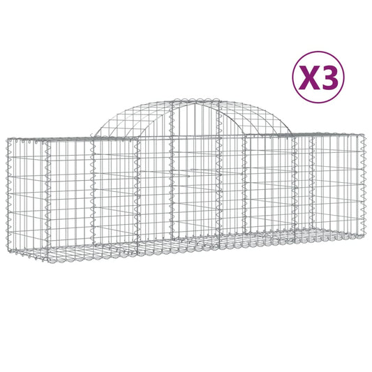 Arched Gabion Baskets 3 pcs 200x50x60/80 cm Galvanised Iron Arched Gabion Baskets 3 pcs 200x50x60/80 cm Galvanised Iron