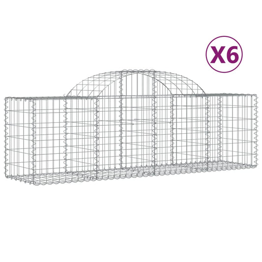 Arched Gabion Baskets 6 pcs 200x50x60/80 cm Galvanised Iron Arched Gabion Baskets 6 pcs 200x50x60/80 cm Galvanised Iron