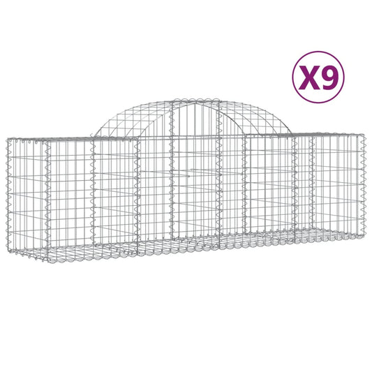 Arched Gabion Baskets 9 pcs 200x50x60/80 cm Galvanised Iron Arched Gabion Baskets 9 pcs 200x50x60/80 cm Galvanised Iron