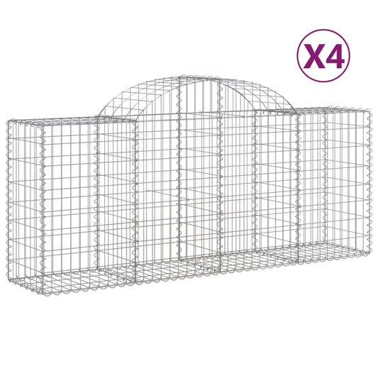 Arched Gabion Baskets 4 pcs 200x50x80/100 cm Galvanised Iron Arched Gabion Baskets 4 pcs 200x50x80/100 cm Galvanised Iron