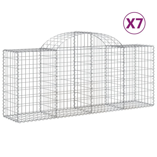 Arched Gabion Baskets 7 pcs 200x50x80/100 cm Galvanised Iron Arched Gabion Baskets 7 pcs 200x50x80/100 cm Galvanised Iron