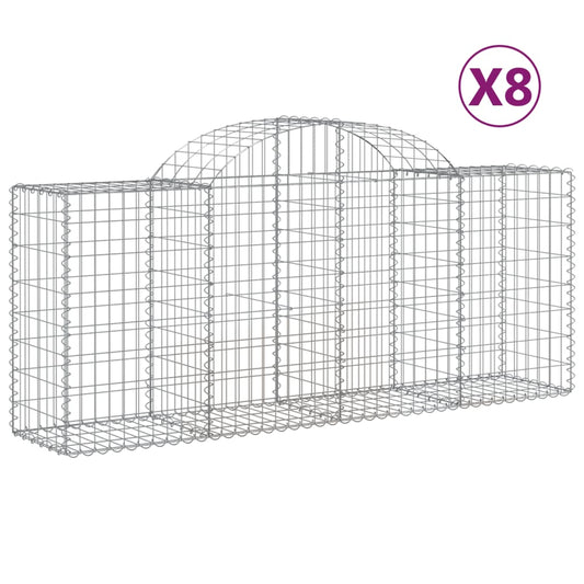 Arched Gabion Baskets 8 pcs 200x50x80/100 cm Galvanised Iron Arched Gabion Baskets 8 pcs 200x50x80/100 cm Galvanised Iron