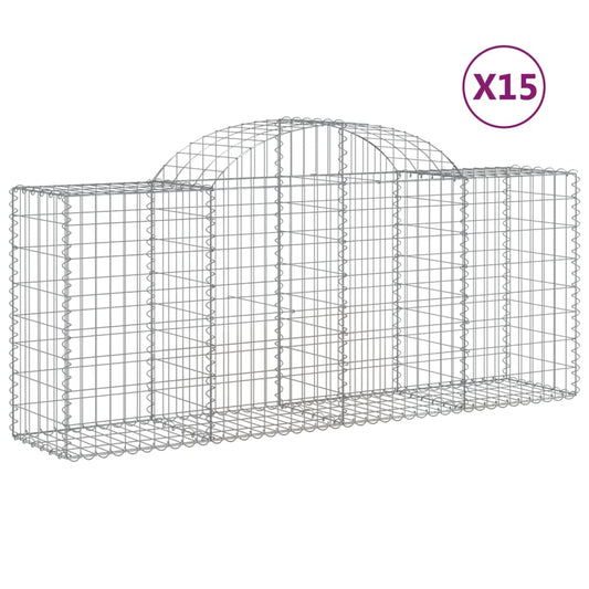 Arched Gabion Baskets 15 pcs 200x50x80/100 cm Galvanised Iron Arched Gabion Baskets 15 pcs 200x50x80/100 cm Galvanised Iron