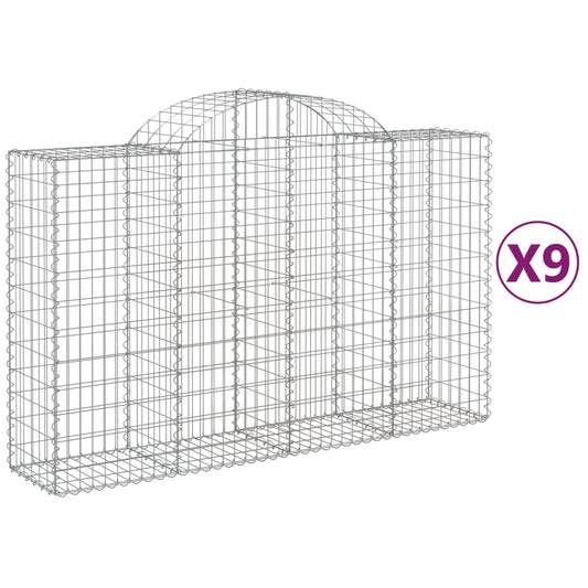 Arched Gabion Baskets 9 pcs 200x50x120/140 cm Galvanised Iron Arched Gabion Baskets 9 pcs 200x50x120/140 cm Galvanised Iron