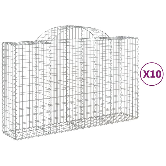 Arched Gabion Baskets 10 pcs 200x50x120/140 cm Galvanised Iron Arched Gabion Baskets 10 pcs 200x50x120/140 cm Galvanised Iron