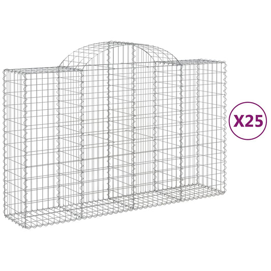 Arched Gabion Baskets 25 pcs 200x50x120/140 cm Galvanised Iron Arched Gabion Baskets 25 pcs 200x50x120/140 cm Galvanised Iron