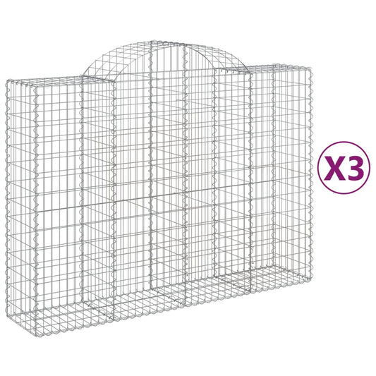 Arched Gabion Baskets 3 pcs 200x50x140/160 cm Galvanised Iron Arched Gabion Baskets 3 pcs 200x50x140/160 cm Galvanised Iron