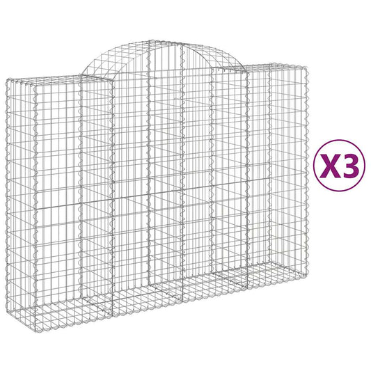 Arched Gabion Baskets 3 pcs 200x50x140/160 cm Galvanised Iron Arched Gabion Baskets 3 pcs 200x50x140/160 cm Galvanised Iron