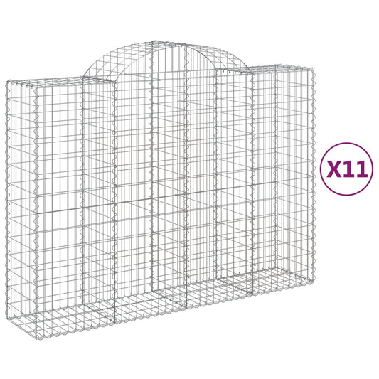 Arched Gabion Baskets 11 pcs 200x50x140/160 cm Galvanised Iron Arched Gabion Baskets 11 pcs 200x50x140/160 cm Galvanised Iron