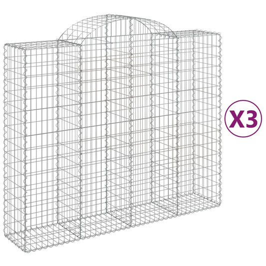 Arched Gabion Baskets 3 pcs 200x50x160/180 cm Galvanised Iron Arched Gabion Baskets 3 pcs 200x50x160/180 cm Galvanised Iron