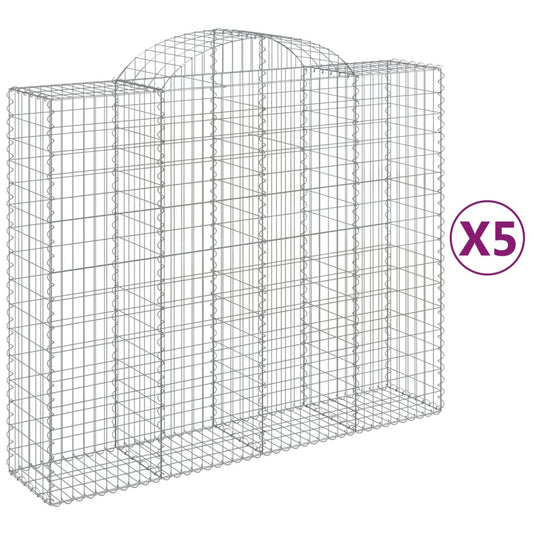 Arched Gabion Baskets 5 pcs 200x50x160/180 cm Galvanised Iron Arched Gabion Baskets 5 pcs 200x50x160/180 cm Galvanised Iron