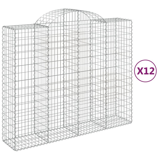 Arched Gabion Baskets 12 pcs 200x50x160/180 cm Galvanised Iron Arched Gabion Baskets 12 pcs 200x50x160/180 cm Galvanised Iron