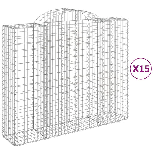 Arched Gabion Baskets 15 pcs 200x50x160/180 cm Galvanised Iron Arched Gabion Baskets 15 pcs 200x50x160/180 cm Galvanised Iron